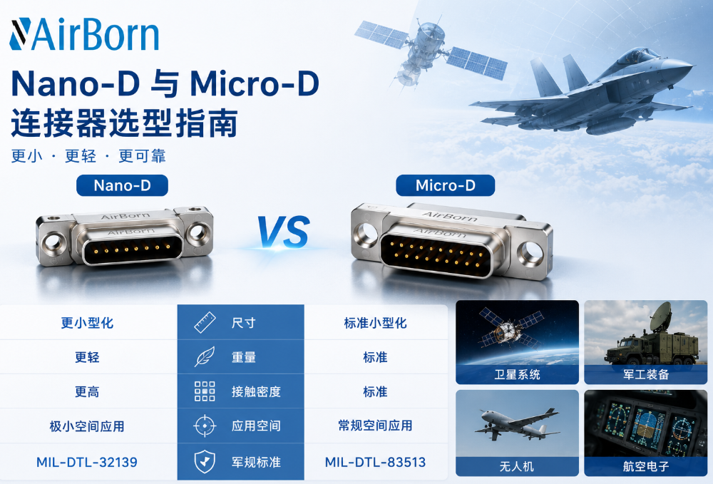 AirBorn Nano-D連接器與Micro-D連接器有什么區別？